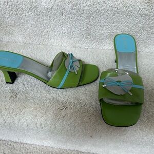 Green and Blue Women's Heeled Sandals